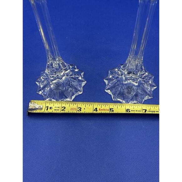 LENOX Crystal Candlesticks Tapered Candle Holder Long Stem 9” Tall - Lot Of 2 - Picture 11 of 11